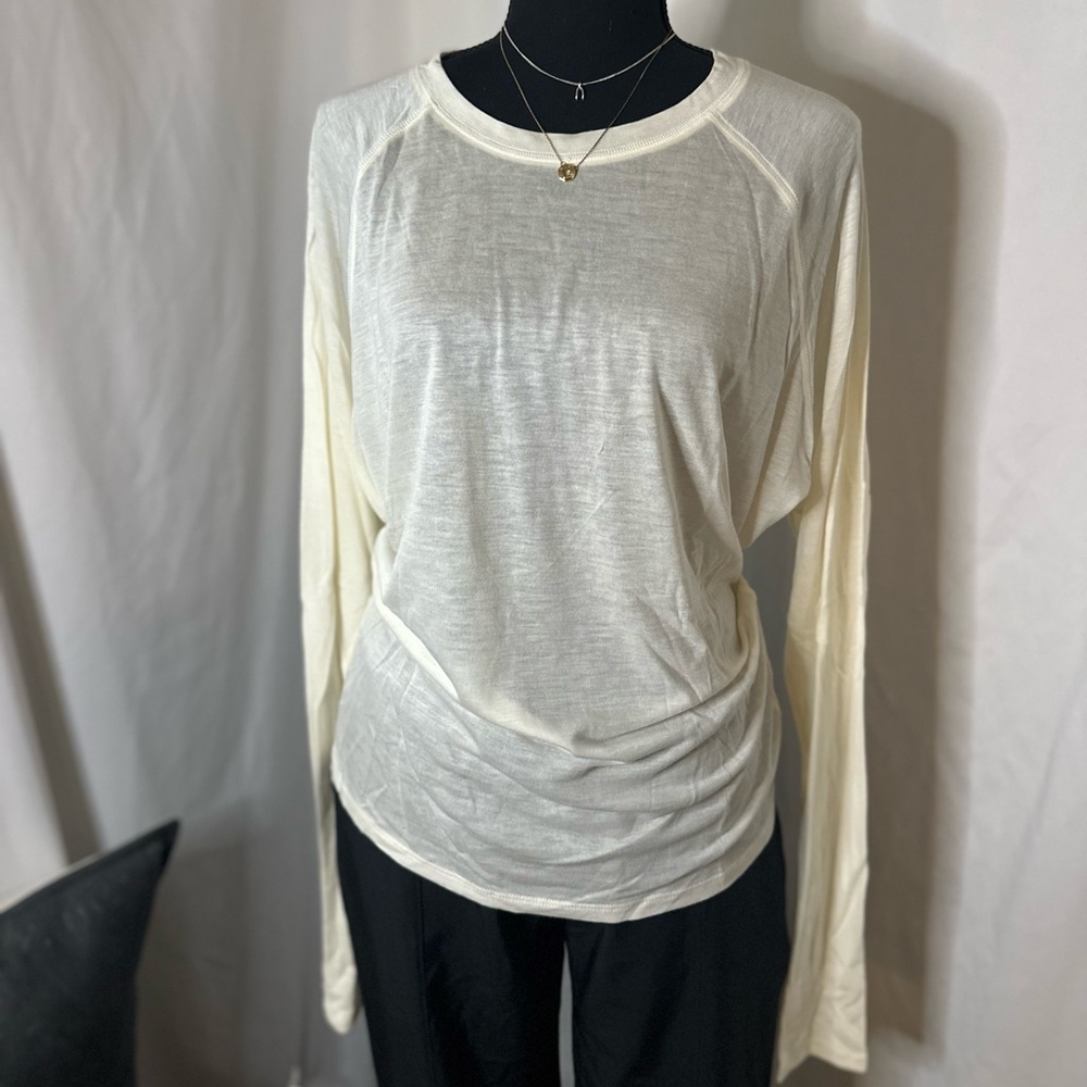 NWT‎ MONO B Semi Sheer Shirt - cream